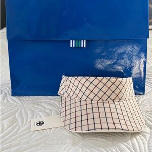 Tory Burch Performance Visor in Cream, Burgundy and Black